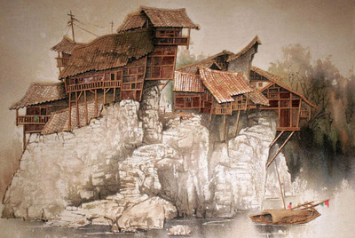 湖南張家界的砂石畫,當代原生態手工裝飾畫